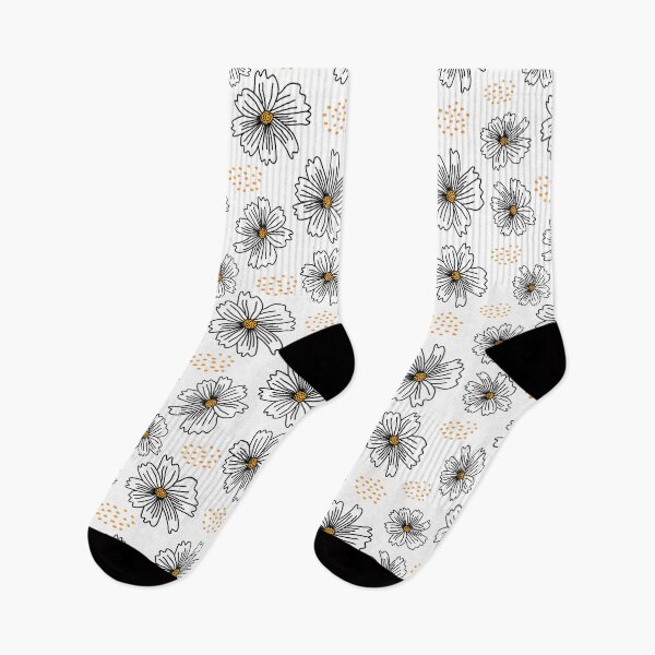 Item preview, Black and White Floral Minimalist Boho Pattern designed and sold by SmallDart Creations.