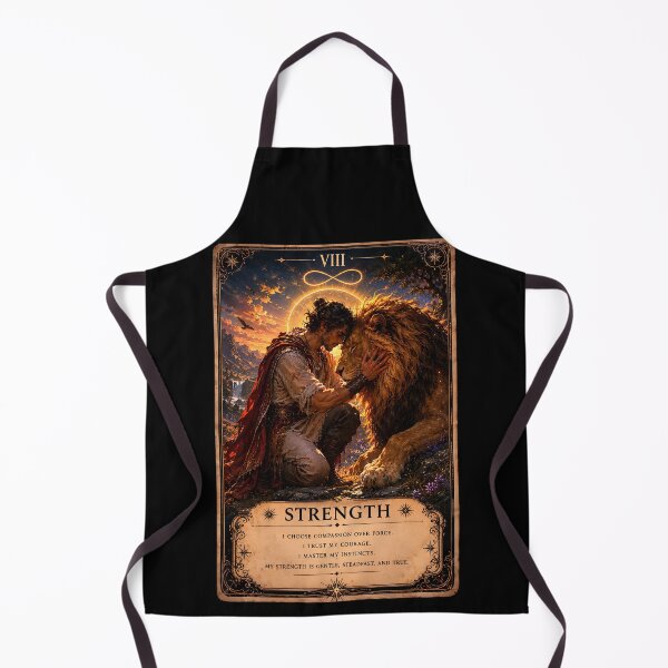 Item preview, Strength Tarot Card - Man & Lion, Courage & Inner Power Illustration designed and sold by ArcanaAbsolute.