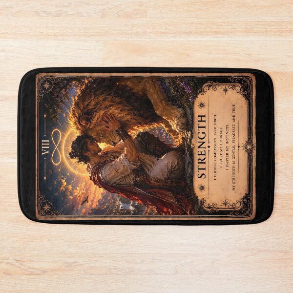 Item preview, Strength Tarot Card - Man & Lion, Courage & Inner Power Illustration designed and sold by ArcanaAbsolute.
