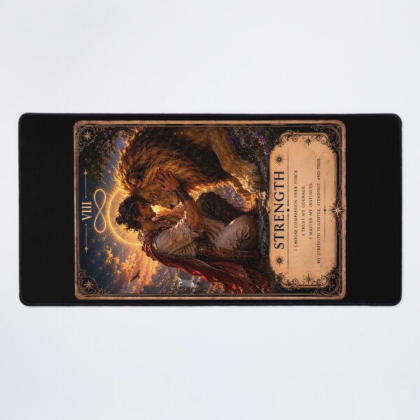 Item preview, Strength Tarot Card - Man & Lion, Courage & Inner Power Illustration designed and sold by ArcanaAbsolute.