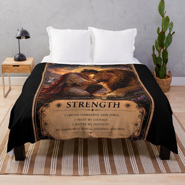 Item preview, Strength Tarot Card - Man & Lion, Courage & Inner Power Illustration designed and sold by ArcanaAbsolute.