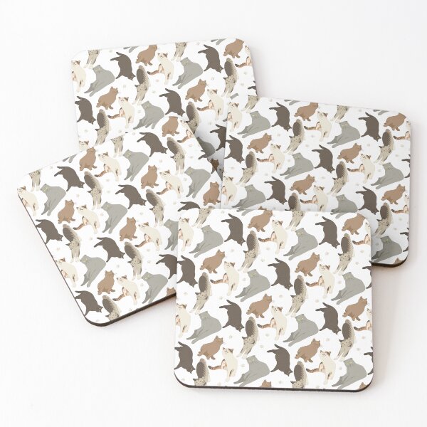 Item preview, Cute Flat Vector Playful Stretching Cats White Pattern designed and sold by svitlaarty.