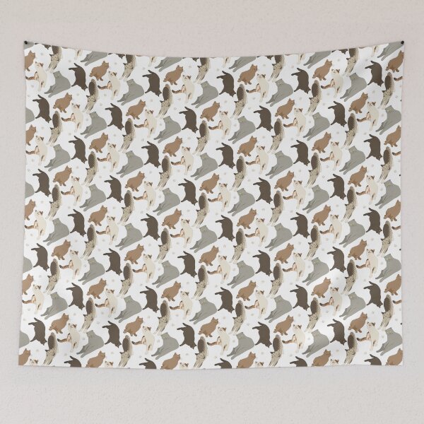 Item preview, Cute Flat Vector Playful Stretching Cats White Pattern designed and sold by svitlaarty.
