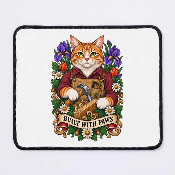 Item preview, Built With Paws Carpenter Cat Art designed and sold by Old's Cool Cat Studio.