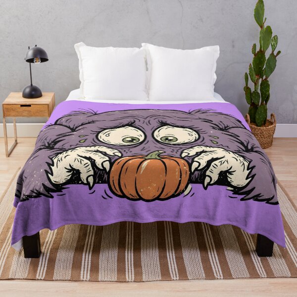 Item preview, Fuzzy Purple Monster Hugging Pumpkin designed and sold by PreeCha Art & Co..