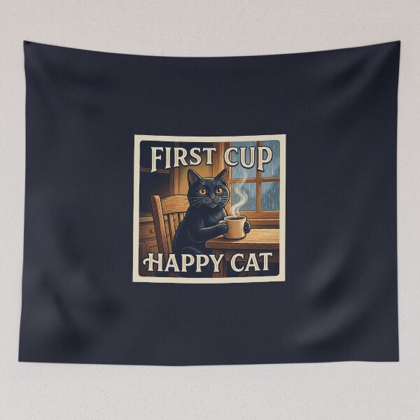 Item preview, First Cup, Happy Cat designed and sold by QuietNovaShop.