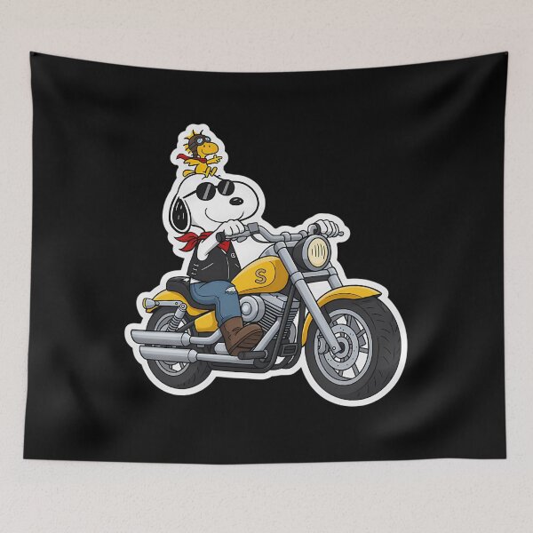 Item preview, Snoopy Biker Riding Motorcycle With Woodstock - Cool Peanuts  designed and sold by Akki27.