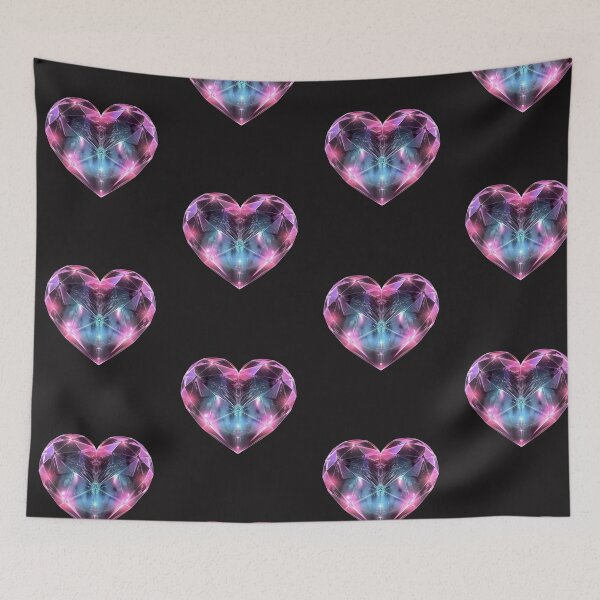 Item preview, a soft, neon heart shaped like a rhombus, glowing in pastel colors designed and sold by RetroWaveArtCo.