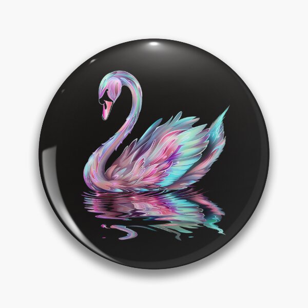 Item preview,  a neon swan with delicate reflections on the water designed and sold by RetroWaveArtCo.
