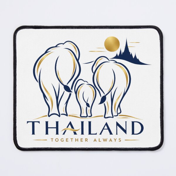 Item preview, Thai Elephant Family Golden Sunset Mountains Together Always designed and sold by Nicha Studio.