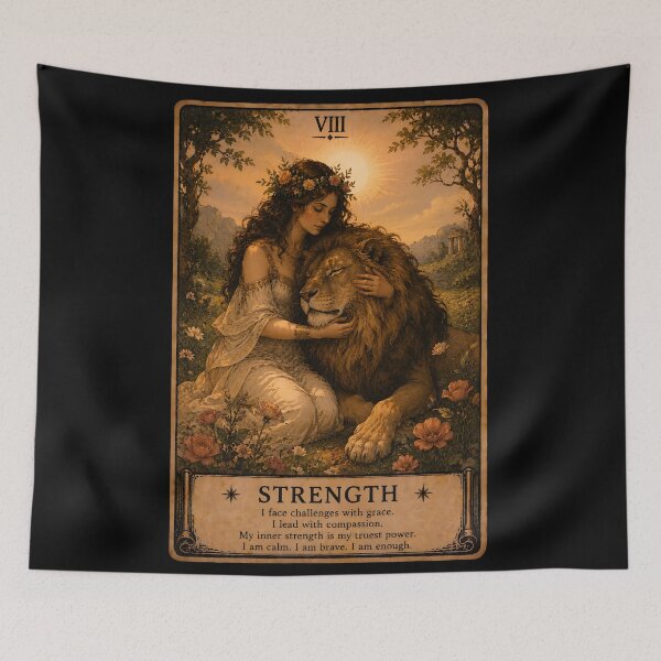 Item preview, Strength Tarot Card - Woman & Lion Art designed and sold by ArcanaAbsolute.