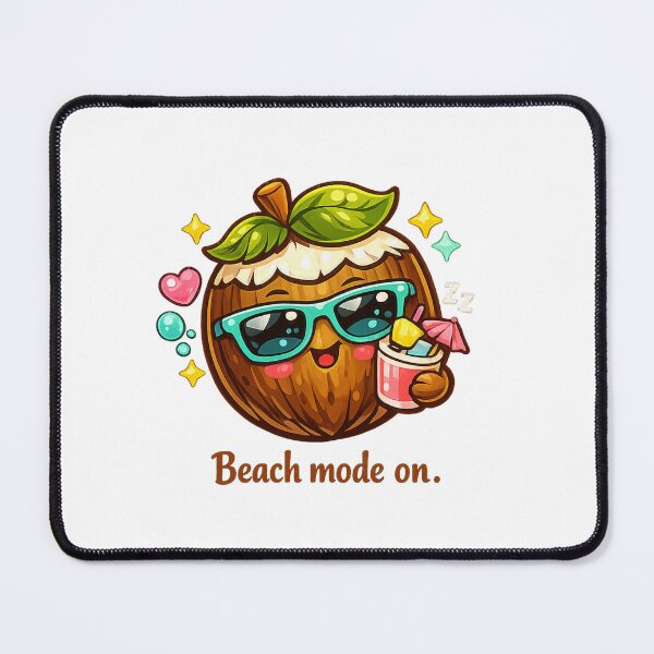 Item preview, Beach Mode On Coconut Pastel Kawaii Tropical Chill Fruit Art designed and sold by Sommium .