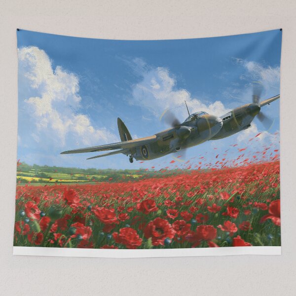 Item preview, RAF Mosquito Over The Poppy Fields designed and sold by Skyframe Aviation.