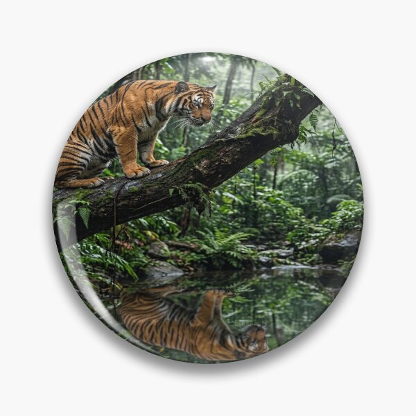 Item preview, A tiger peering into a pond in the rainforest  designed and sold by Solomon-Ent-144.