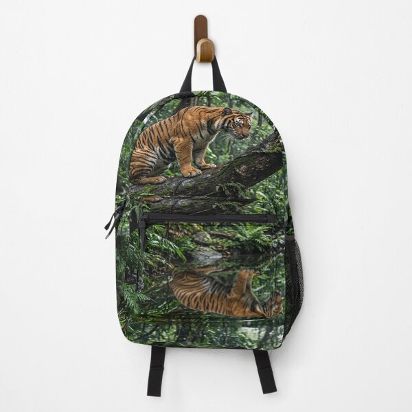 Item preview, A tiger peering into a pond in the rainforest designed and sold by Solomon-Ent-144.