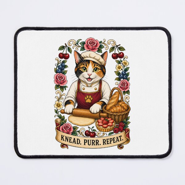 Item preview, Knead Purr Repeat Baker Cat Art designed and sold by Old's Cool Cat Studio.