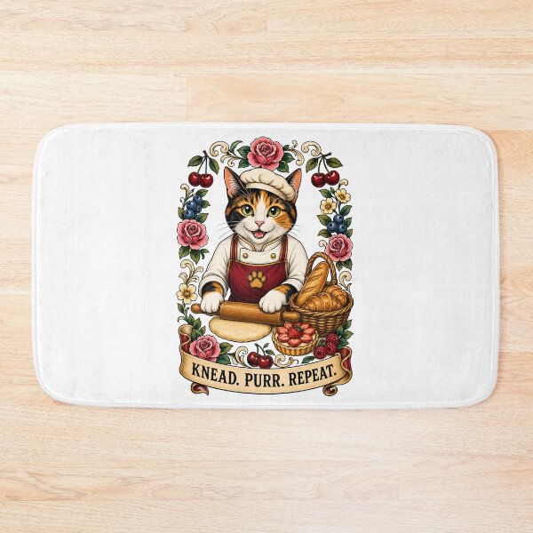 Item preview, Knead Purr Repeat Baker Cat Art designed and sold by Old's Cool Cat Studio.
