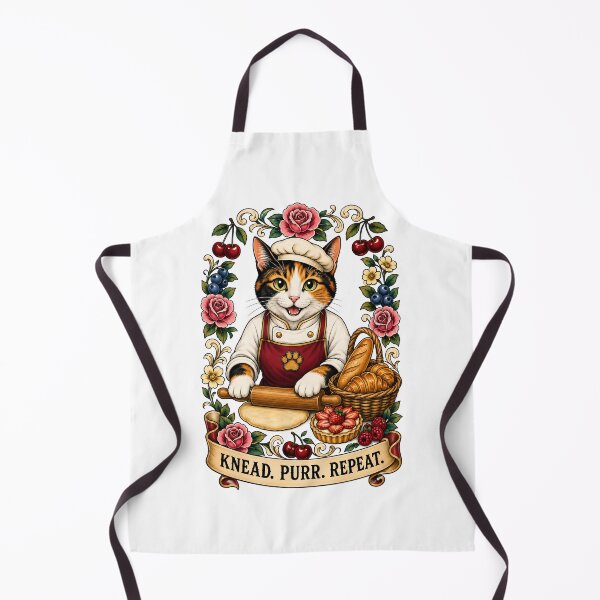 Item preview, Knead Purr Repeat Baker Cat Art designed and sold by Old's Cool Cat Studio.