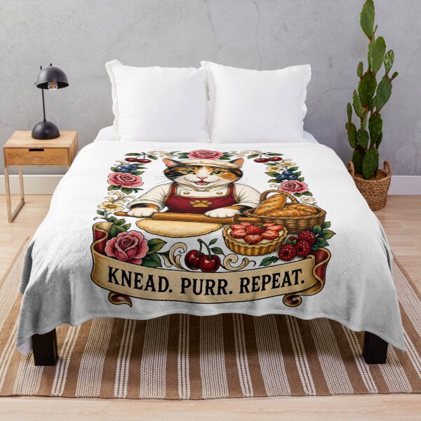 Item preview, Knead Purr Repeat Baker Cat Art designed and sold by Old's Cool Cat Studio.