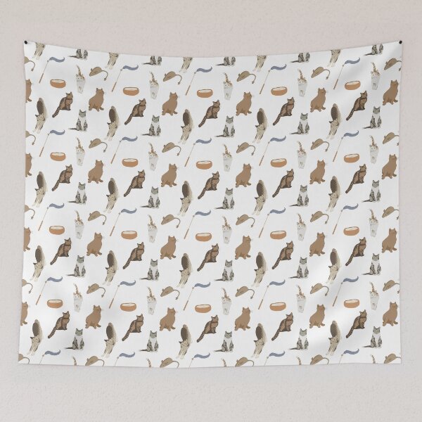 Item preview, Cute Flat Vector Cats Playtime Feather Toy Pattern designed and sold by svitlaarty.