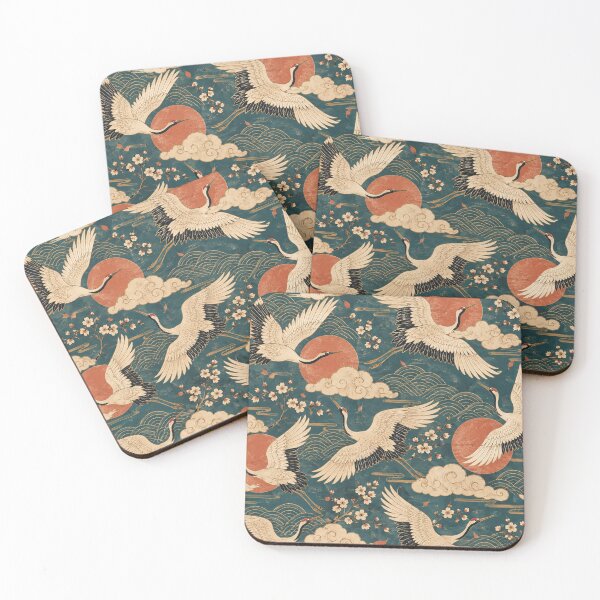 Item preview, Vintage Japanese Cranes & Clouds designed and sold by Glottopia.