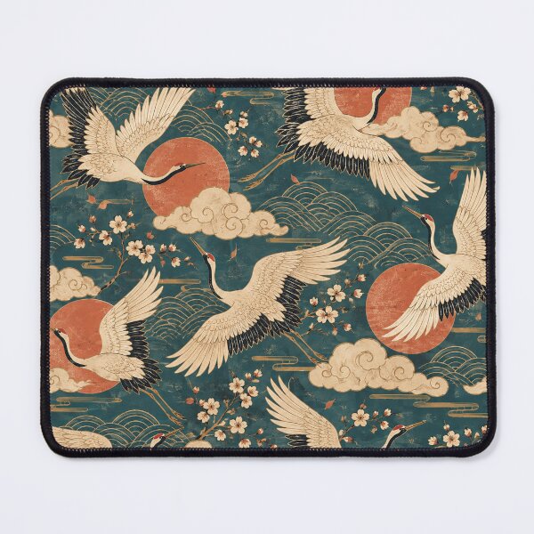 Item preview, Vintage Japanese Cranes & Clouds designed and sold by Glottopia.