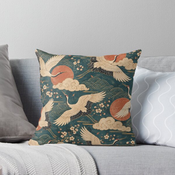 Item preview, Vintage Japanese Cranes & Clouds designed and sold by Glottopia.
