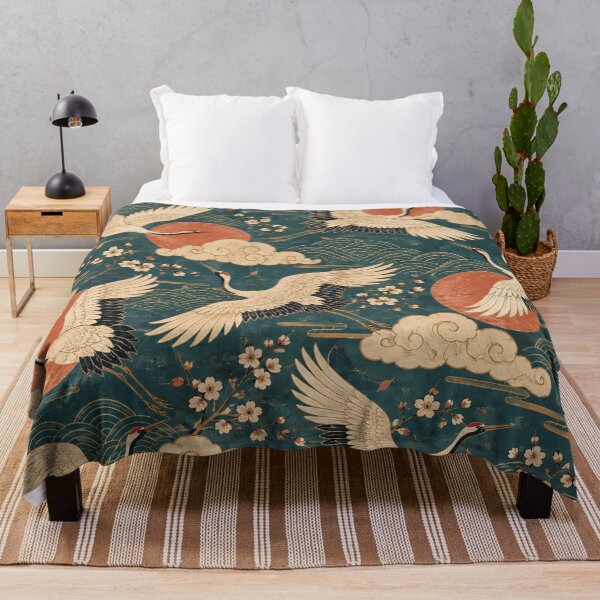 Item preview, Vintage Japanese Cranes & Clouds designed and sold by Glottopia.