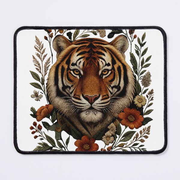 Item preview, Majestic Tiger Botanical Illustration – Nature & Wildlife Art designed and sold by Zebaiche.
