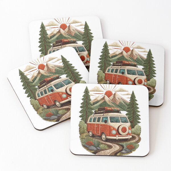Item preview, Vintage Adventure Van Embroidered Mountain Landscape Art designed and sold by Zebaiche.