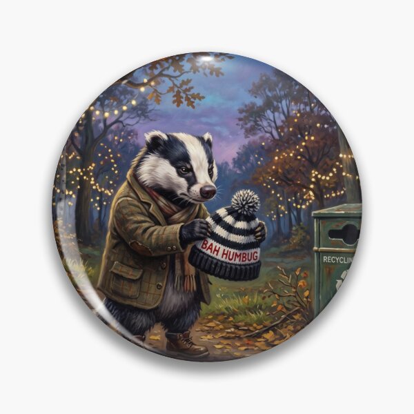 Item preview, Funny Grumpy Badger Bah Humbug Christmas Illustration designed and sold by Englandbear.