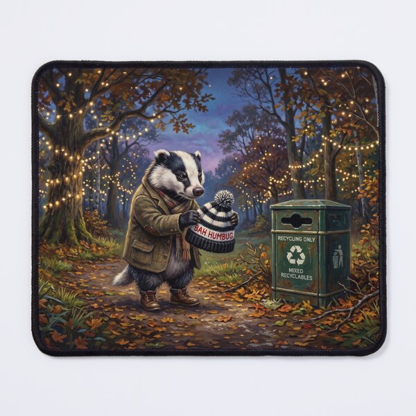 Item preview, Funny Grumpy Badger Bah Humbug Christmas Illustration designed and sold by Englandbear.