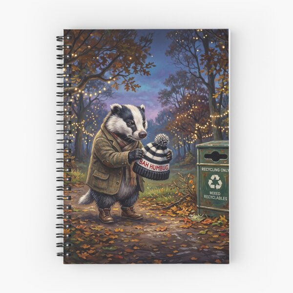 Item preview, Funny Grumpy Badger Bah Humbug Christmas Illustration designed and sold by Englandbear.