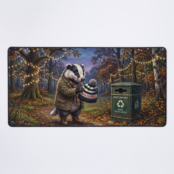 Item preview, Funny Grumpy Badger Bah Humbug Christmas Illustration designed and sold by Englandbear.