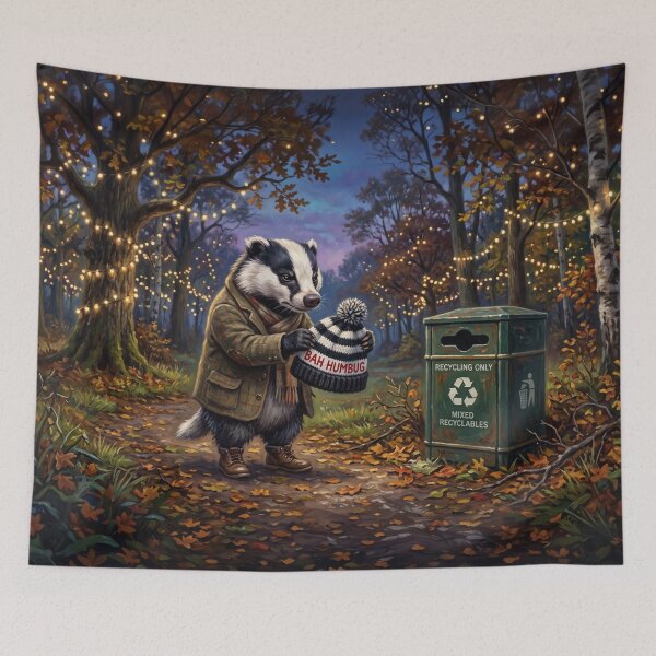 Item preview, Funny Grumpy Badger Bah Humbug Christmas Illustration designed and sold by Englandbear.