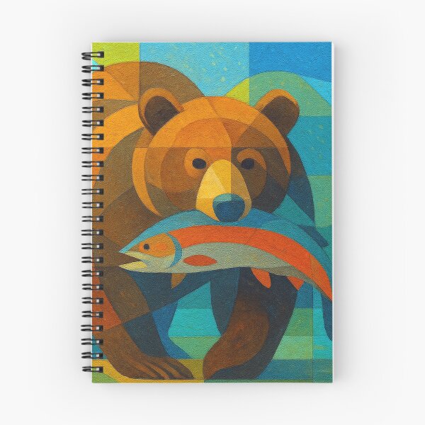 Item preview, Bear with salmon in mouth - a Geometric illustration. designed and sold by GalleryKauffeld.