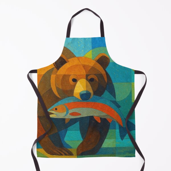 Item preview, Bear with salmon in mouth - a Geometric illustration. designed and sold by GalleryKauffeld.