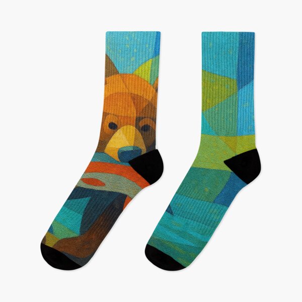 Item preview, Bear with salmon in mouth - a Geometric illustration. designed and sold by GalleryKauffeld.