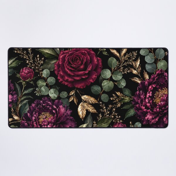 Item preview, Luxury Burgundy Floral Gold Botanical Pattern – Dark Elegant Peony Rose Design designed and sold by CreativeCharmCo.