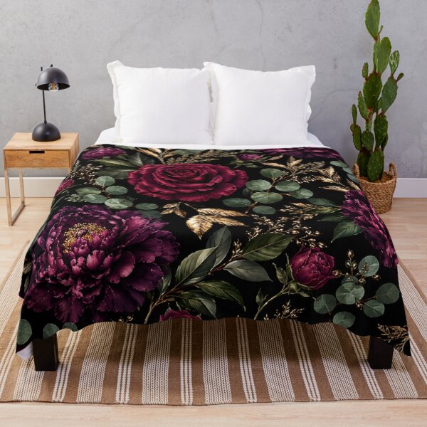 Item preview, Luxury Burgundy Floral Gold Botanical Pattern – Dark Elegant Peony Rose Design designed and sold by CreativeCharmCo.