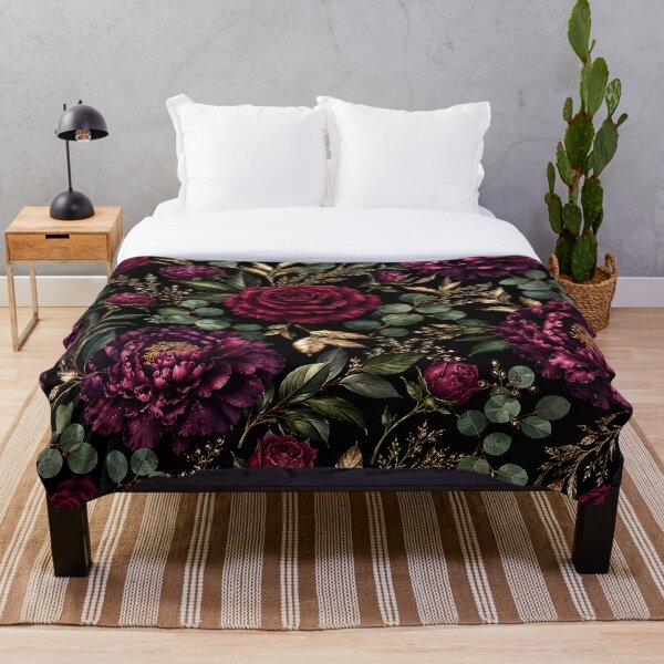 Item preview, Luxury Burgundy Floral Gold Botanical Pattern – Dark Elegant Peony Rose Design designed and sold by CreativeCharmCo.