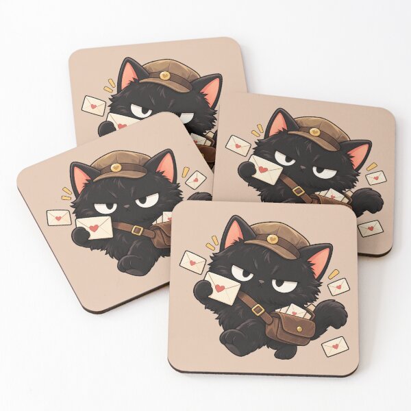 Item preview, Black Cat Carrying Small Heart Sealed Letters designed and sold by Frezcola.