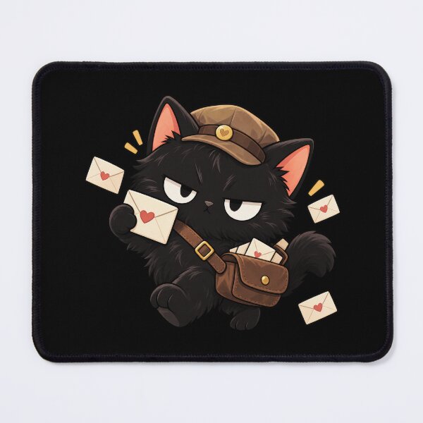 Item preview, Black Cat Carrying Small Heart Sealed Letters designed and sold by Frezcola.