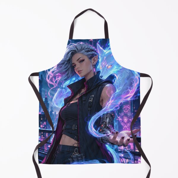 Item preview, Spirit Fox Cyberpunk Sorceress Poster designed and sold by PigeonVerse.