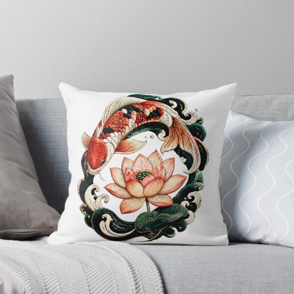 Item preview, Koi Fish and Lotus Botanical Art – Traditional Asian Design designed and sold by Zebaiche.