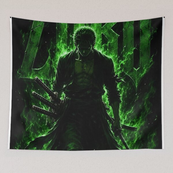 Item preview, Emerald Demon Swordsman – Three Sword Warrior Dark Anime Inspired Artwork designed and sold by Dyan4.