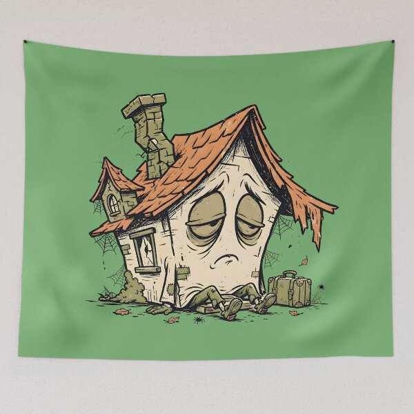 Item preview, Sleepy Haunted House with Face designed and sold by PreeCha Art & Co..