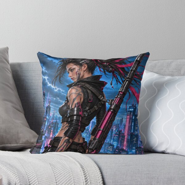 Item preview, Neon Blade Cyberpunk Warrior Poster designed and sold by PigeonVerse.