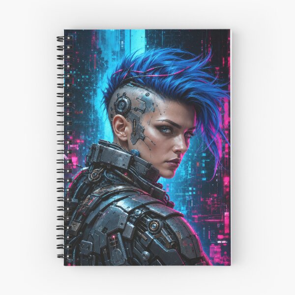 Item preview, Cybernetic Visage Cyberpunk Portrait Poster designed and sold by PigeonVerse.