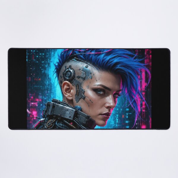 Item preview, Cybernetic Visage Cyberpunk Portrait Poster designed and sold by PigeonVerse.